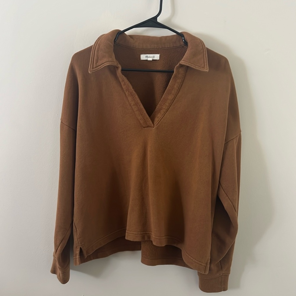 Madewell v neck collared pullover